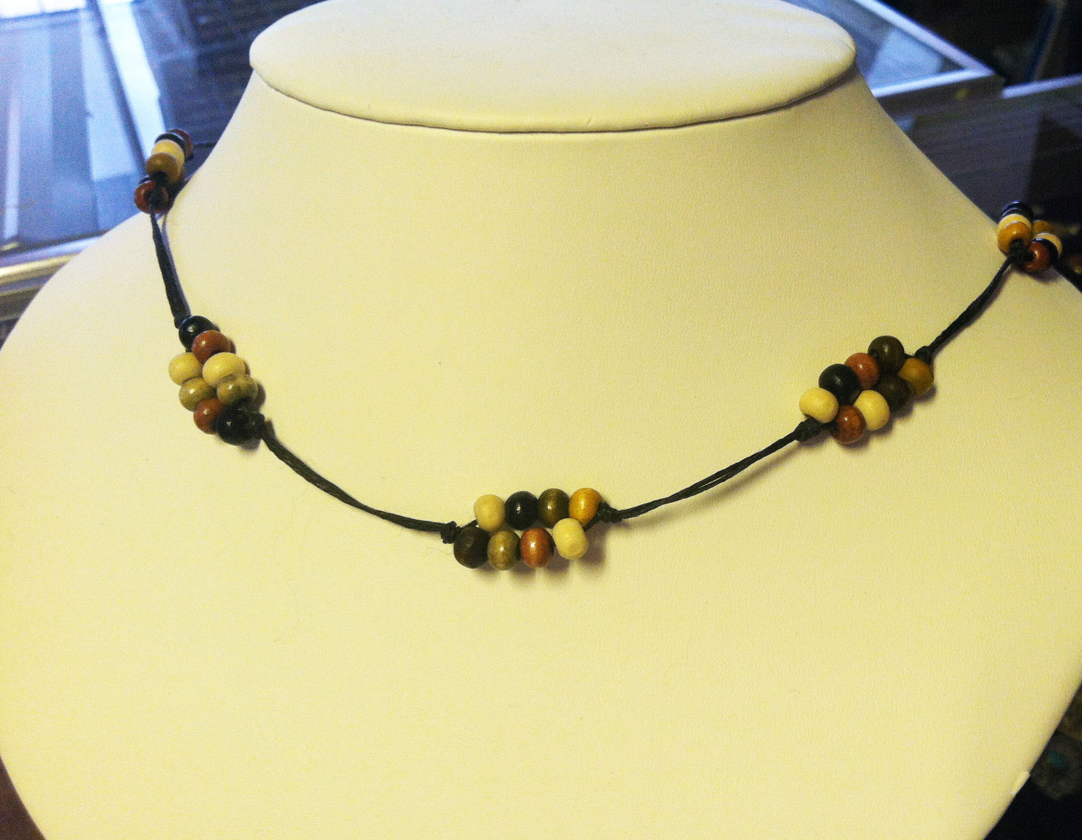 Waxed Linen Beaded Necklace